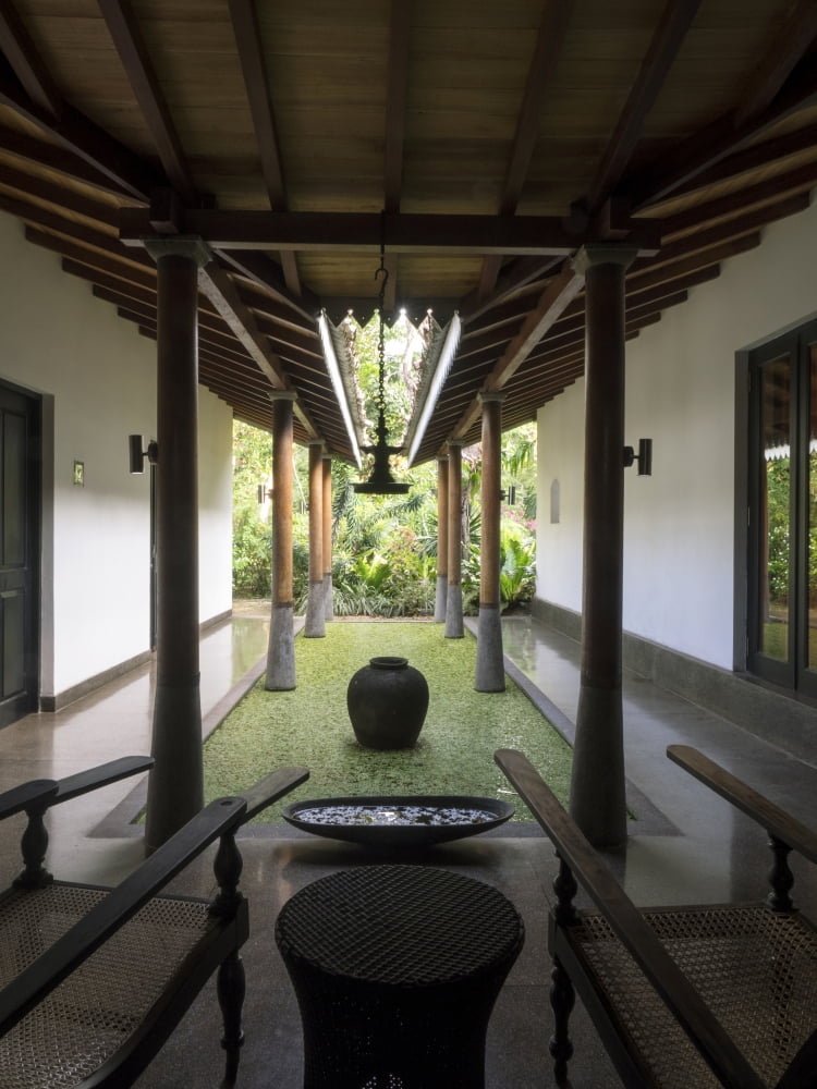 Pool with leaves next to spa The Wallawwa Kotugoda Western Province Sri Lanka Canvas Art - Panoramic Images (12 x 16)