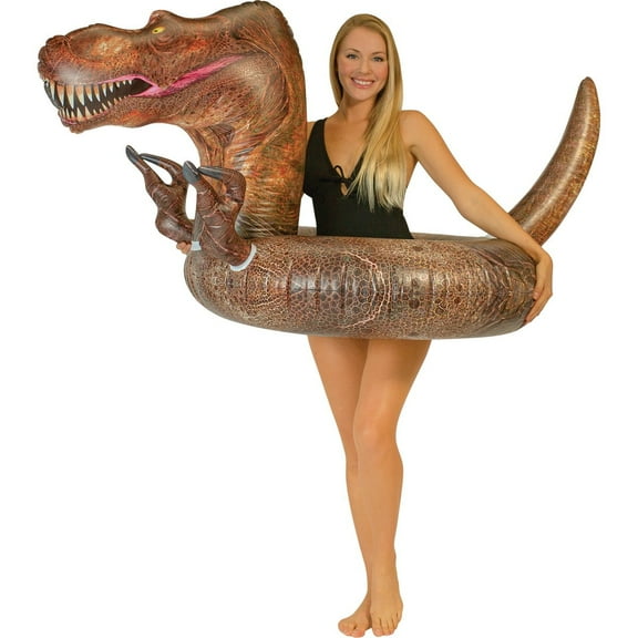 PoolCandy Dinosaur 42-inch-wide Photoreal print T-Rex inflatable Pool Tube