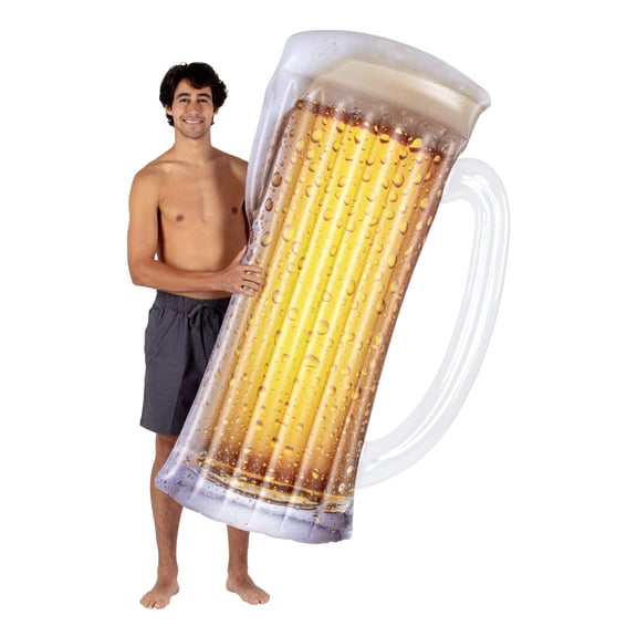 PoolCandy Giant Inflatable Beer Mug Pool Rafts, Oversized Novelty Floats for Lounging, Parties & Summer Fun