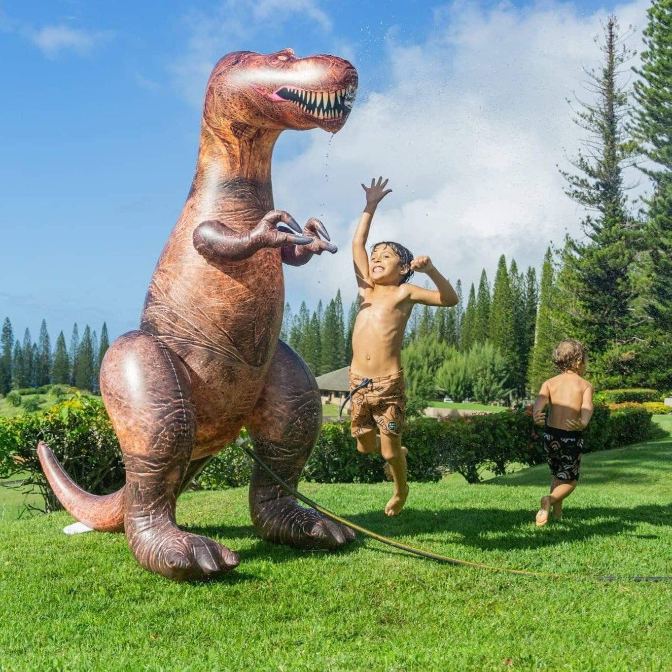 Giant Brown PVC T-Rex Sprinkler Over 6 Feet Tall