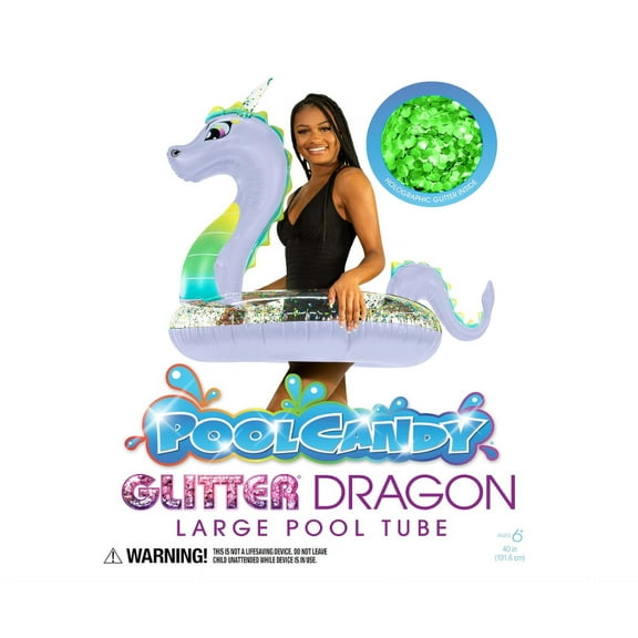 PoolCandy Glitter Dragon Unisex Pool Ring Float, Pvc, Purple, 40"