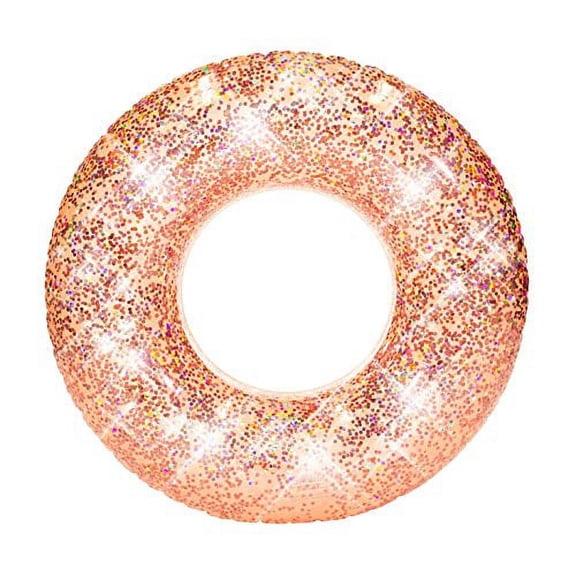 PoolCandy Inflatable Glitter Rose Gold Pool Tube - Size 48 inch.