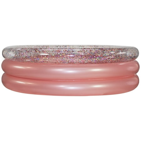 PoolCandy Inflatable Rose Gold Glitter 3 Ring Pool