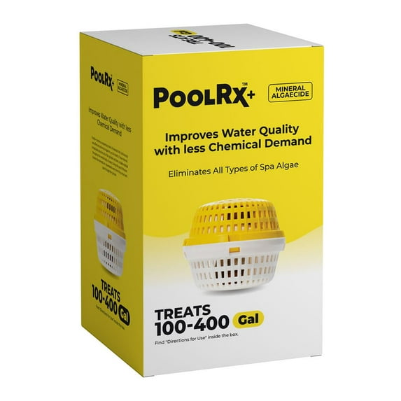 PoolRx+ Mineral Algaecide Unit, up to 6-Month Algae Control, for 100-400 gallons, Yellow & White, New Formula with Silver.