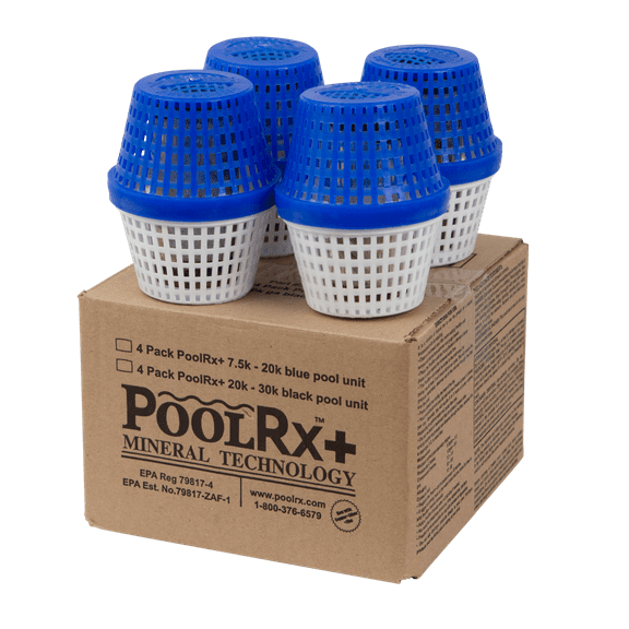 PoolRx Algaecide Mineral Unit Pool Chemicals, Blue, 4 Pack