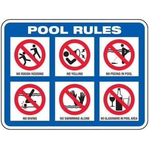 Poola Rulesa with Graphics Metal Tin Sign 8x12 Inch Caution Plaque Signage Marker for Swimming Pool Spa Resort Hotel Community Club Outdoor Indoor Wall Decor Pool Security Display