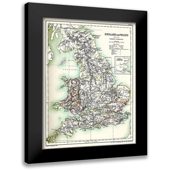 Poole 12x14 Black Modern Framed Museum Art Print Titled - Norman Conquest England Wales - Poole 1902