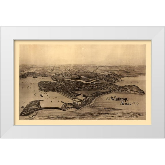 Poole 18x13 White Modern Wood Framed Museum Art Print Titled - Winthrop Massachusetts - Poole 1894