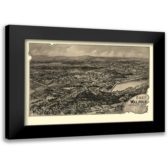 Poole 24x18 Black Modern Framed Museum Art Print Titled - East Walpole Massachusetts - Poole 1898