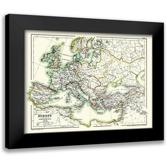 Poole 24x19 Black Modern Framed Museum Art Print Titled - Europe 768-814 Charles the Great - Poole 1902