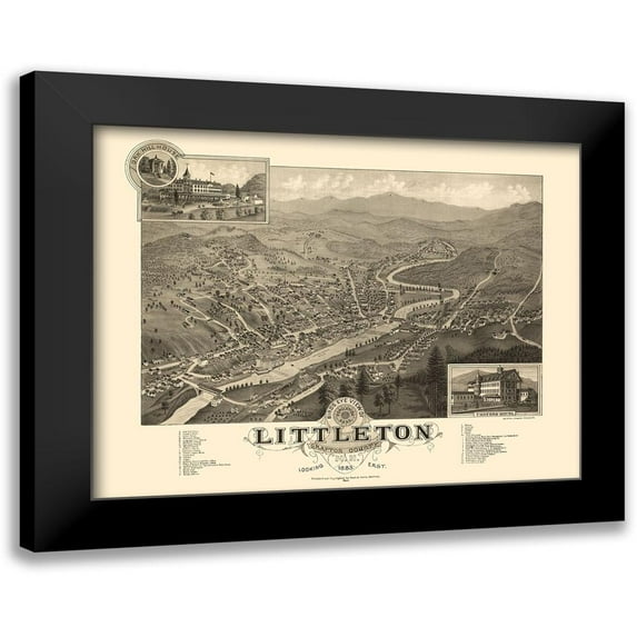 Poole 24x20 Black Modern Framed Museum Art Print Titled - Littleton New Hampshire - Poole 1883