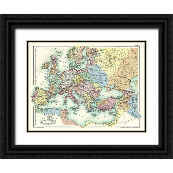 Poole 32x25 Black Ornate Wood Framed with Double Matting Museum Art Print Titled - Europe 1360 - Poole 1902
