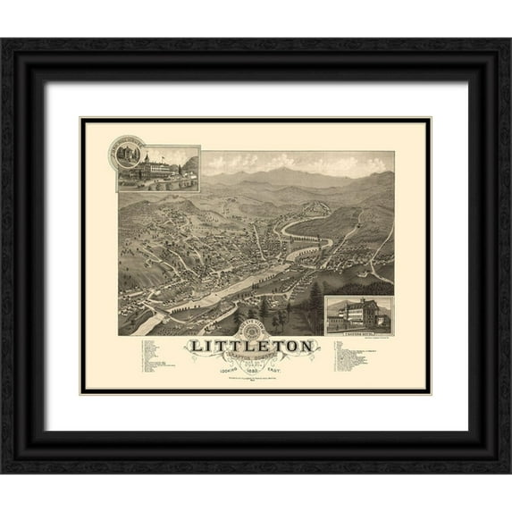 Poole 32x26 Black Ornate Wood Framed with Double Matting Museum Art Print Titled - Littleton New Hampshire - Poole 1883