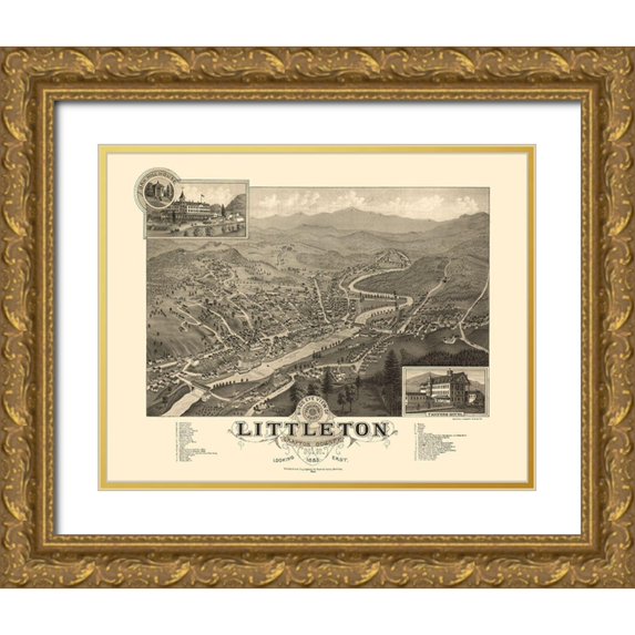 Poole 32x26 Gold Ornate Wood Framed with Double Matting Museum Art Print Titled - Littleton New Hampshire - Poole 1883