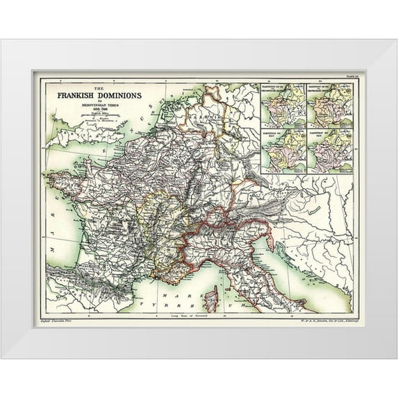 Poole 32x26 White Modern Wood Framed Museum Art Print Titled - Europe Frankish Dominions Merovingian 486-768