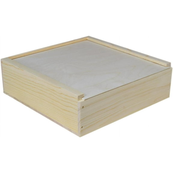 Poole & Sons, Inc. Wooden Slide Top Box, 12 x 12 x 3 3/4 Outside Dimensions