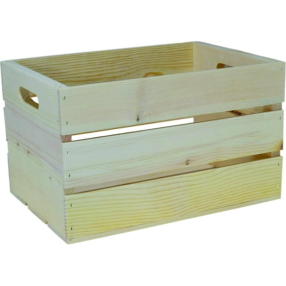 Poole & Sons Wooden Storage Crate with Hand Holes, 14 x 10 x 9 Inside Dimensions