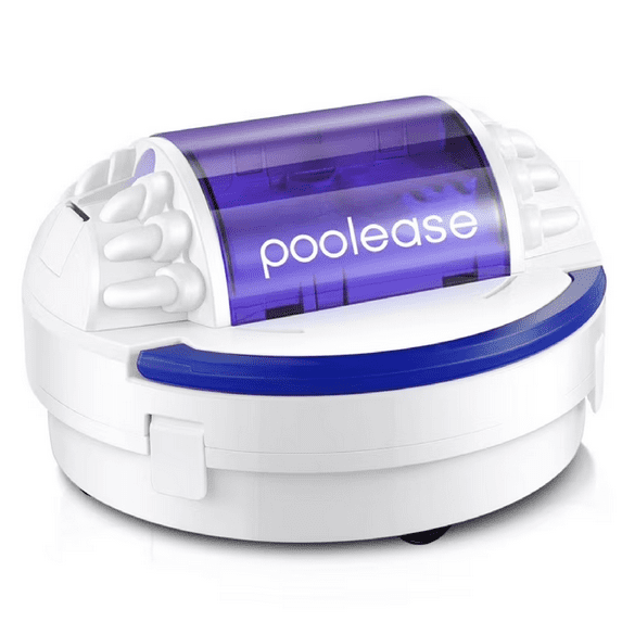 Poolease Cordless Robotic Pool Cleaner Dual 45W Motors Automatic Pool Vacuum with 2L Large Debris Bin Self-Parking 40% Enlarged Suction Inlets for