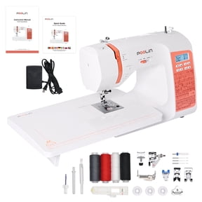 Poolin EOC02-RE Computerized Sewing Machine with 293 Built-in Stitches, LCD Screen, Automatic Needle Threader, Extension Table
