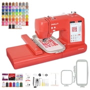 Poolin EOC05RE 4 x 9.25 Embroidery Machine with 60 Rolls 800M Embroidery Thread Spools and Accessories