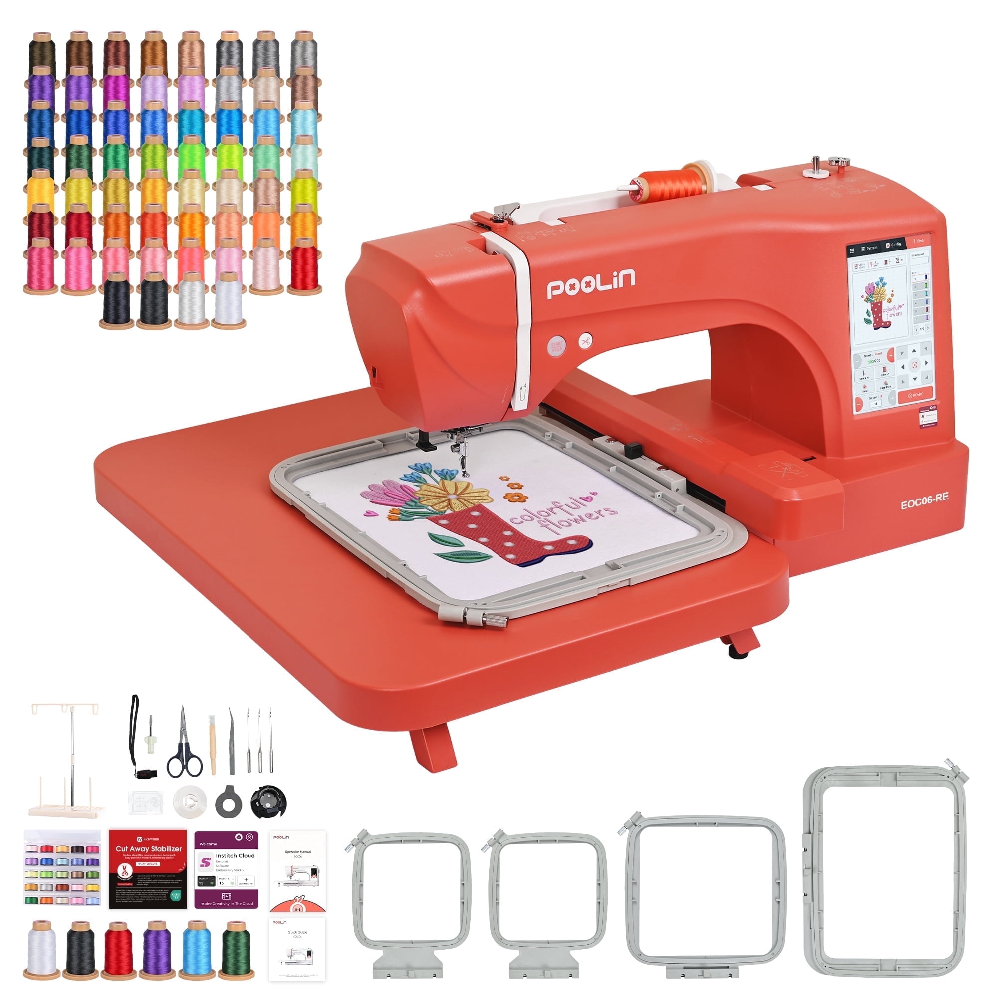 Poolin EOC06RE 7.9" x 11" Embroidery Machine with 60 Rolls 800M