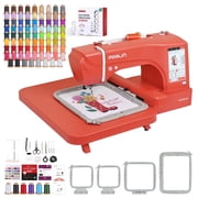 Poolin EOC06RE 7.9" x 11" Embroidery Machine with 80 Rolls 800m Polyester Threads,144pcs Prewound Bobbins Size A Plastic and Accessories