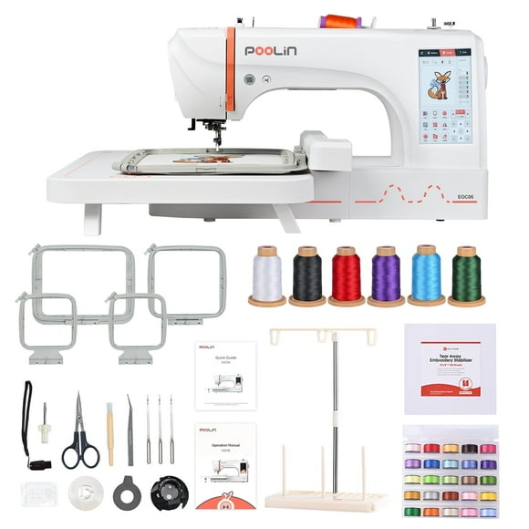 Poolin EOC06 Embroidery Machine 7.9x11" Area, 7" Touch Screen with kit