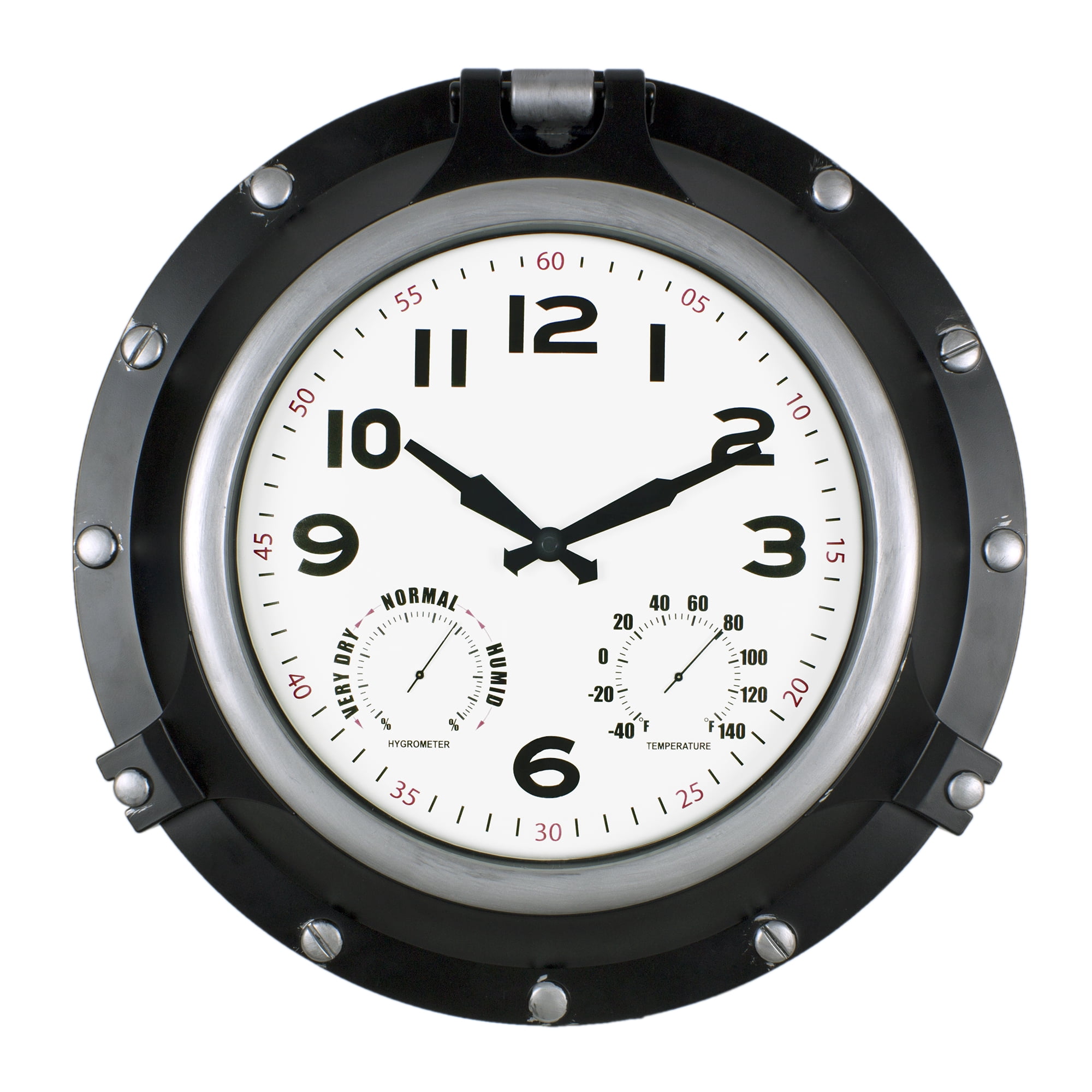 Poolmaster 18" Black Porthole Clock /Hygrometer, Thermometer