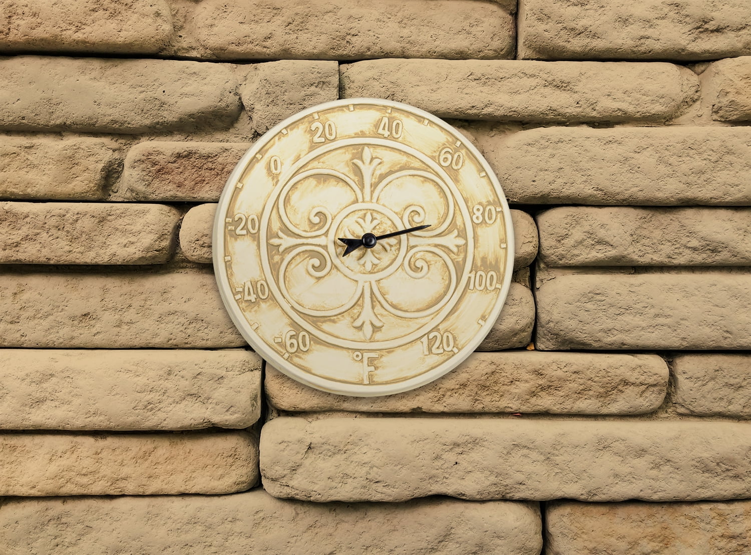 Poolmaster Antique White Terra Cotta Indoor/Outdoor Wall Thermometer for Backyards