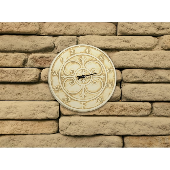 Poolmaster Antique White Terra Cotta Indoor/Outdoor Wall Thermometer for Backyards