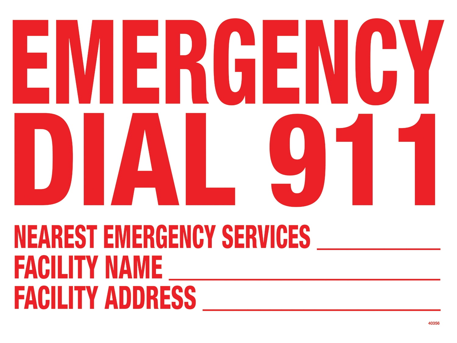 Poolmaster "Dial 911 Facility Info" sign for Residential or Commercial Swimming Pools and Spas