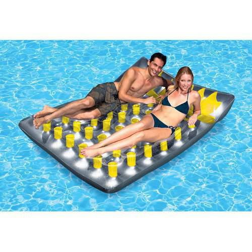 Poolmaster Double French Pocket Large Two Person Inflatable Swimming Pool Float for Adults, Yellow
