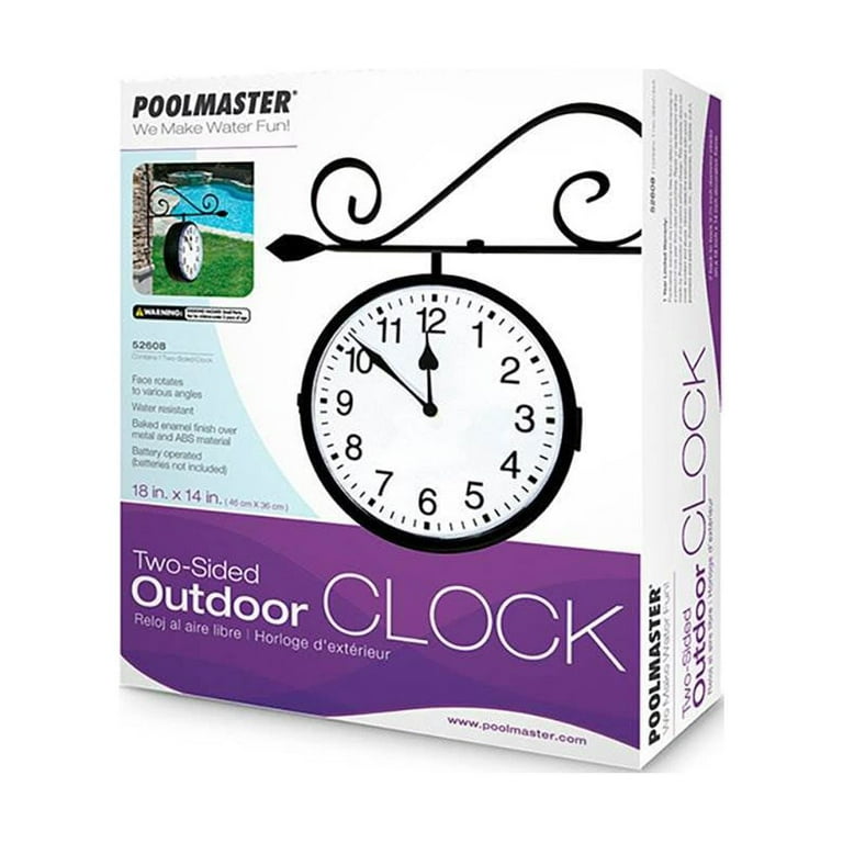 Poolmaster Dual Sided Water Resistant Outdoor Pool Patio Hanging Clock Black Walmart