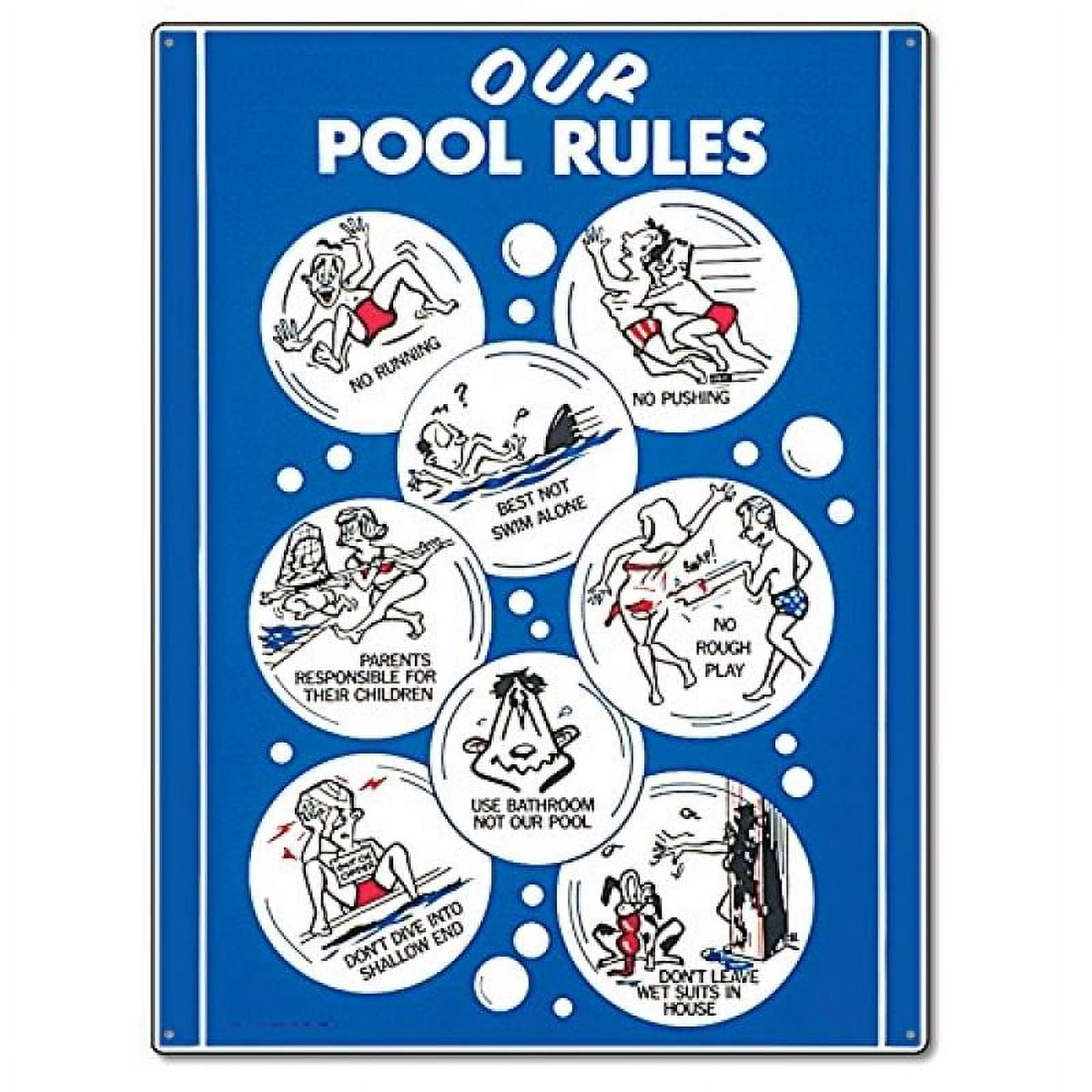 Poolmaster "Our Pool Rules" Animation With Adults Sign for Residential or Commercial Swimming Pools