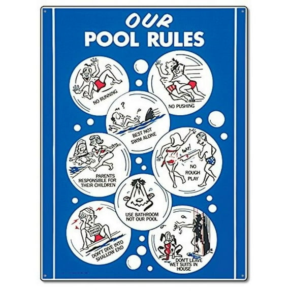 Poolmaster "Our Pool Rules" Animation With Adults Sign for Residential or Commercial Swimming Pools