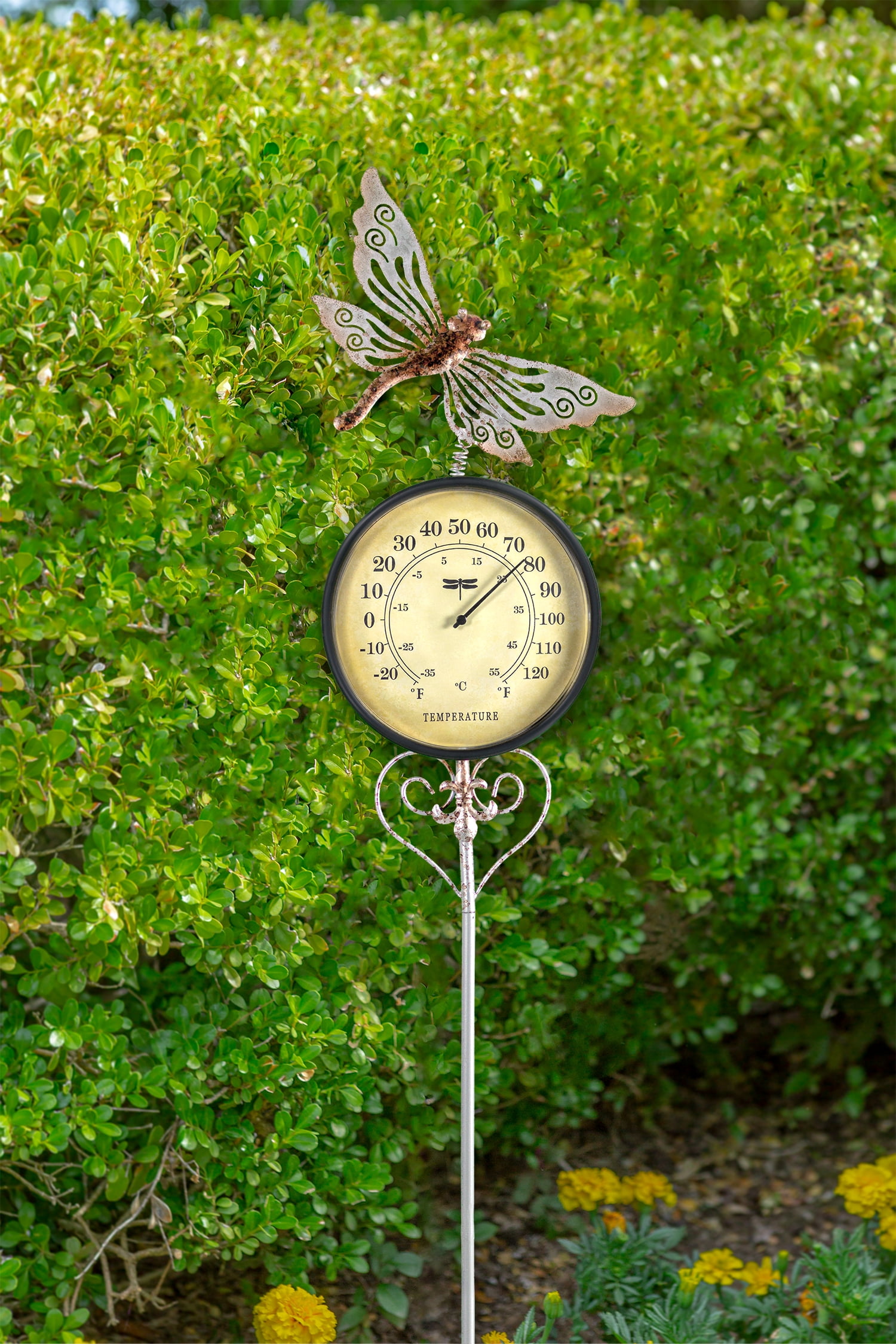 Poolmaster Outdoor Thermometer Garden Stake and Backyard Décor - Dragonfly