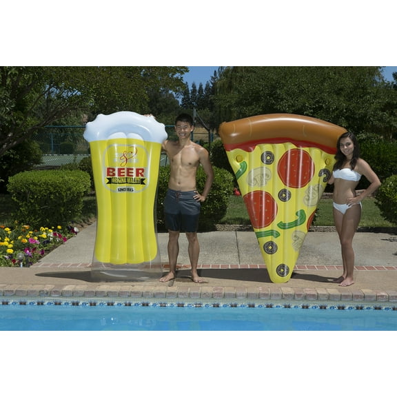 Poolmaster Pizza Slice and Beer Mug Swimming Pool Float Combo