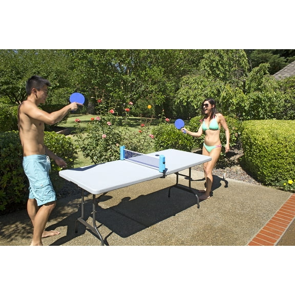 Poolmaster Play N Go - Portable Table Tennis Set with Retractable Net, Two Paddles, Two Ping Pong Balls and Carrying Case (Fits Tables Up To 64" Wide)