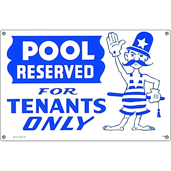 Poolmaster "Pool Reserved for Tenants" Sign for Residential or Commercial Swimming Pools and Spas
