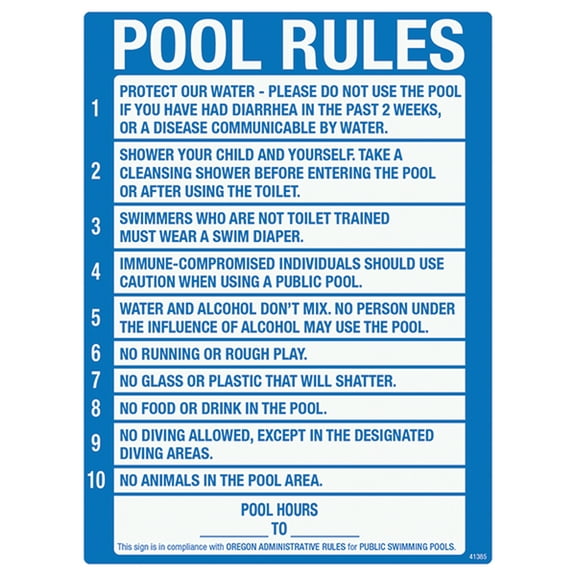 Poolmaster "Pool Rules" Sign for Residential and Commercial Swimming Pools