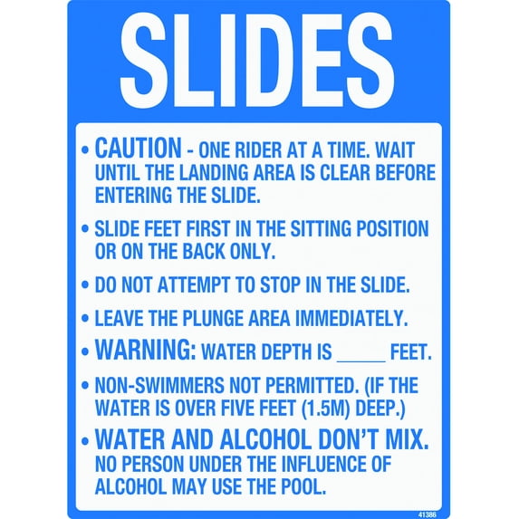Poolmaster "Slides" Sign for Residential and Commercial Swimming Pools