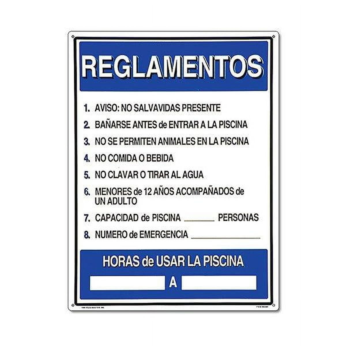 Poolmaster Spanish Language "Reglamentos Pool Rules" Sign for Residential or Commercial Swimming Pools