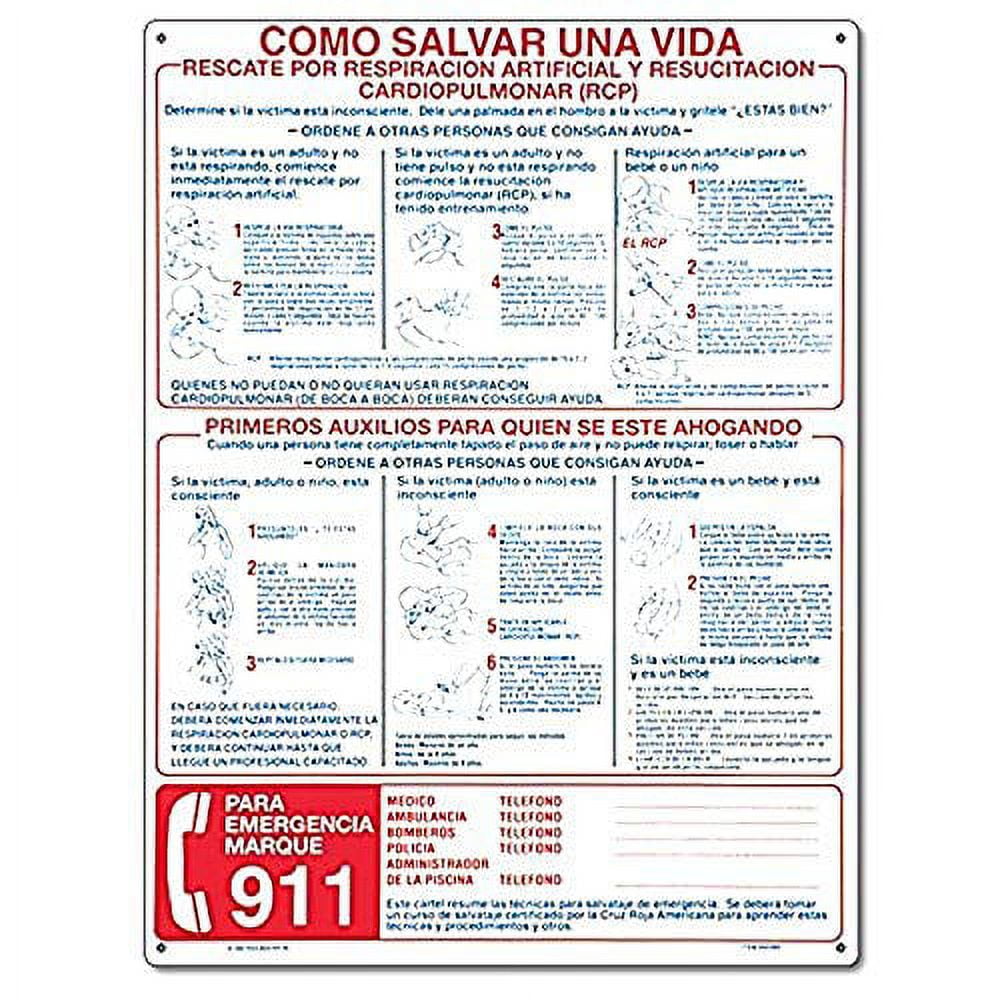 Poolmaster Spanish Language "Saving a Life Sign" for Residential or Commercial Swimming Pools and Spas