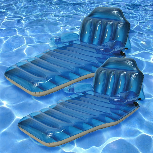 Poolmaster Vinyl Adjustable Chaise Pool Rafts, Blue