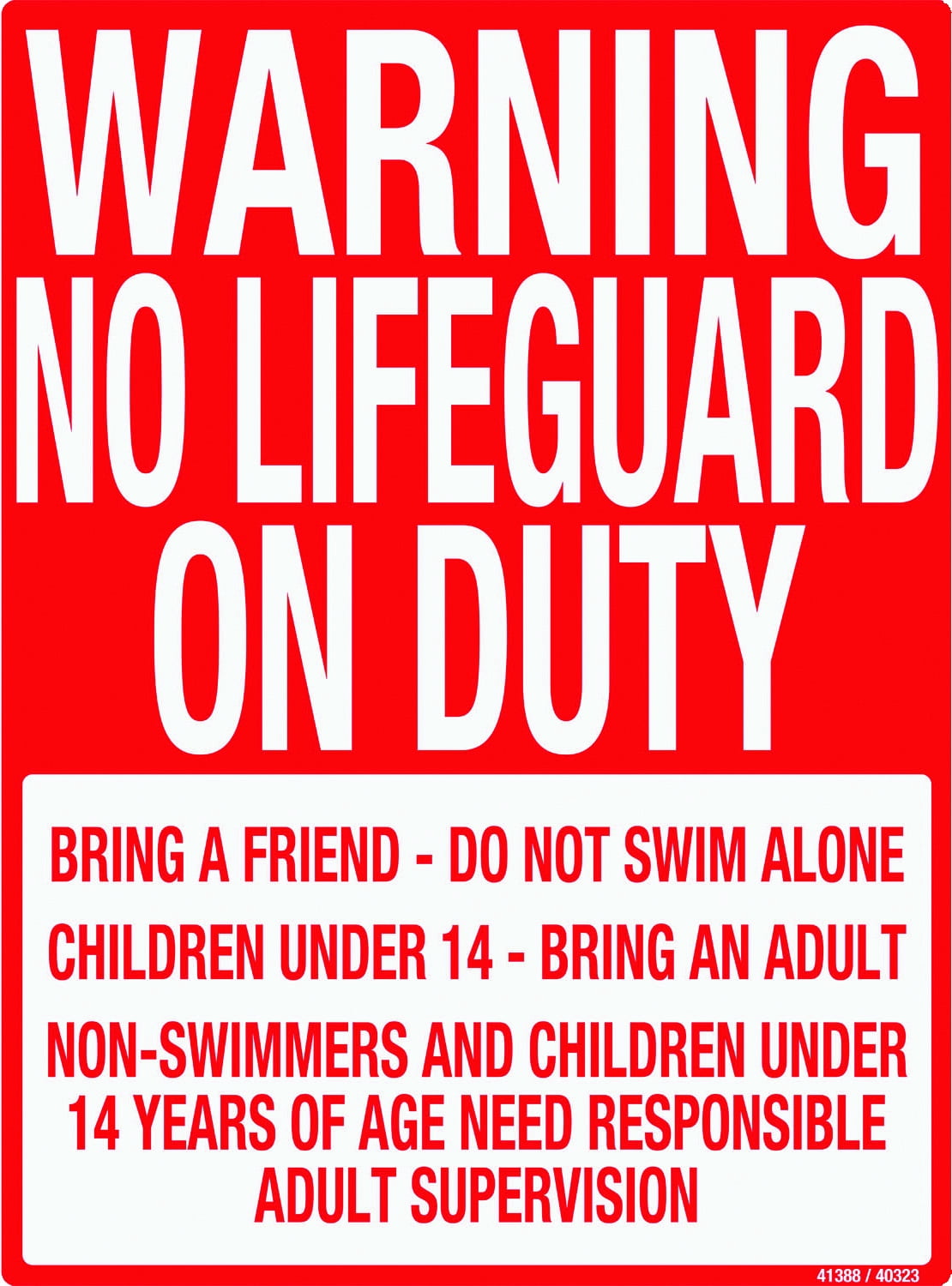 Poolmaster "Warning No Lifeguard on Duty" Sign for Residential or Commercial Swimming Pools