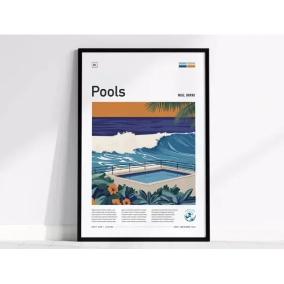 Pools Lahaina Surf Spot Home Decor Vintage Art Print Cute Birthday Gift Wall Art Home Decor Office Wall Art