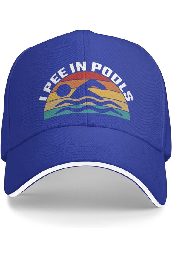 Pools Lovers Hat I Pee in Pools Hat for Men Baseball Caps Cool Caps Blue
