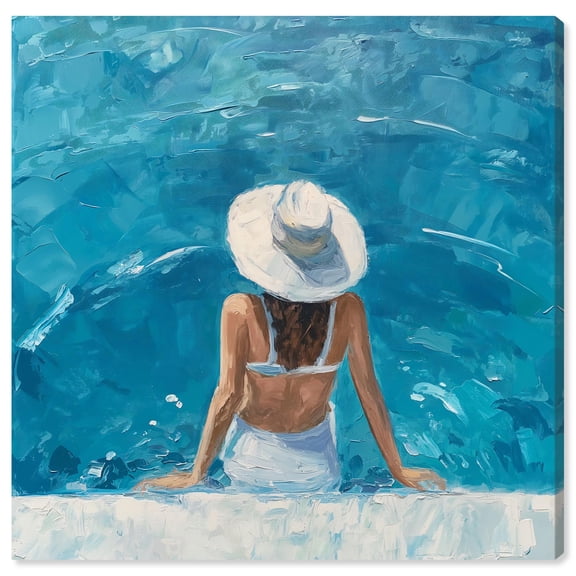 Poolside Couture Canvas Modern Beach Art by Art Remedy, Gallery Wrapped, 12" x 12"