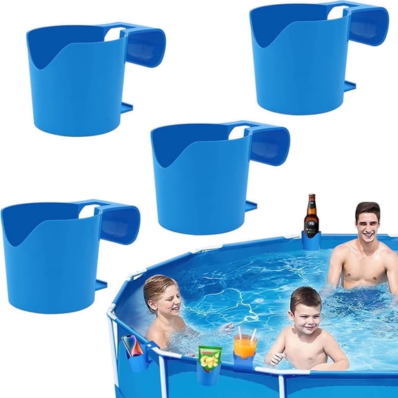 Poolside Cup Holders No Spills Pool Cup Holders Plastic Swimming Pool Drink Holder Suit for Above Ground Swimming Pool Side for 2 Inch Or Thinner Round Bar Top Rails