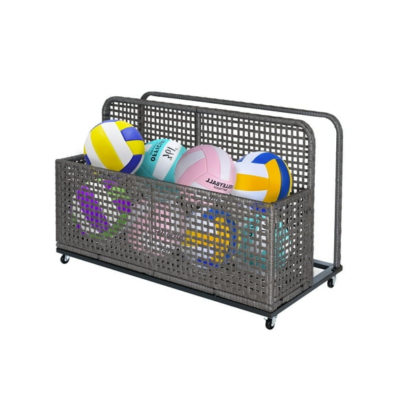 Poolside Float Storage, Outdoor Storage, Patio Poolside Float Storage Basket, Storage Box, PE Rattan Outdoor Pool Caddy with Rolling Wheels for Floaties, Patio, Pool, Beach-Sturdy & Movable